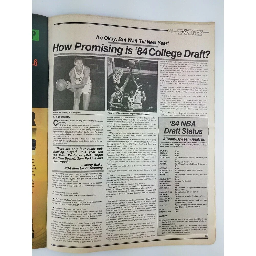 RARE Vtg 1984 NBA Today Newspaper Magazine Basketball KAREEM / WILT lakers MJ